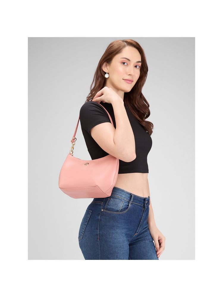 Caprese Women Peach Perline Baguette Handbag (M)-picture-13