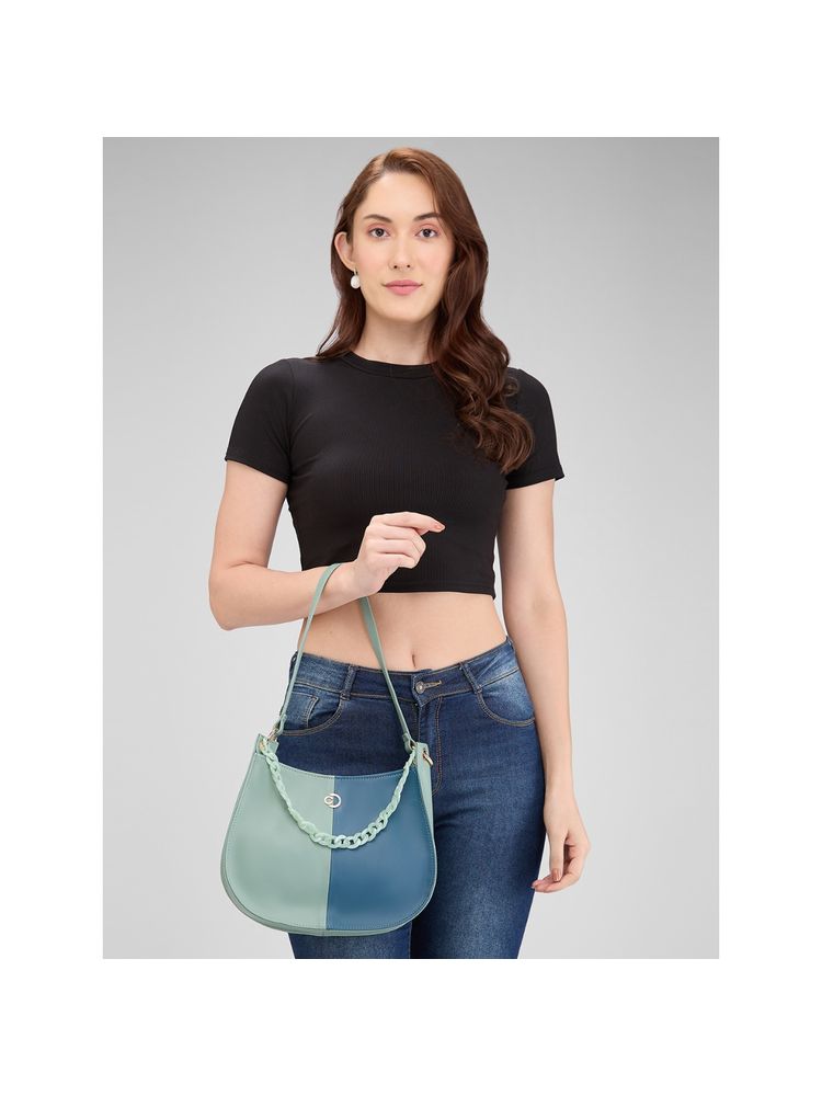 Caprese Women Mint Green & Blue Perline Hobo Handbag with Detachable Strap (S)-picture-26