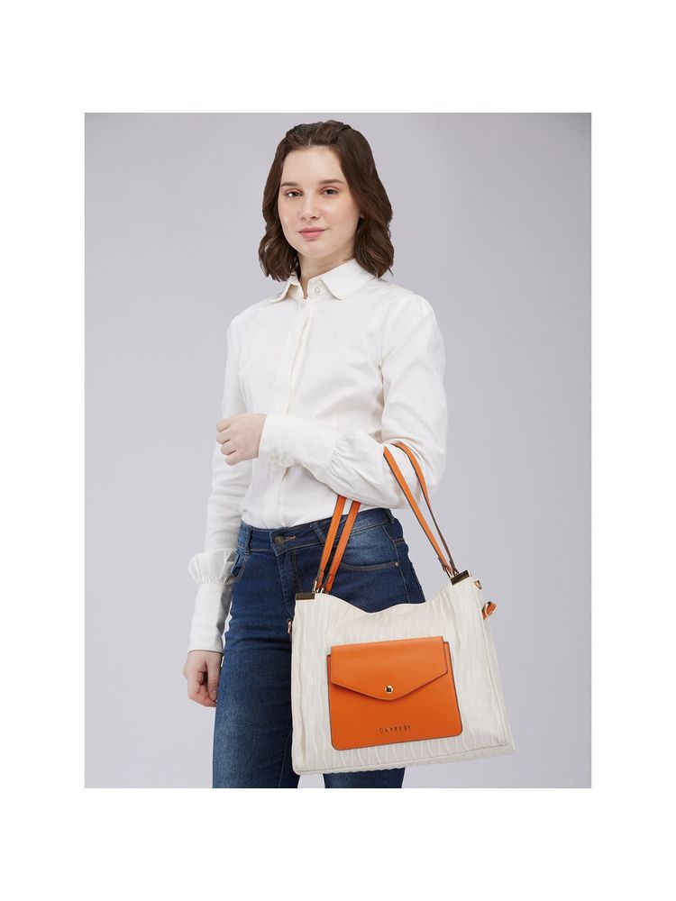 Caprese Women White Shyla Hobo Handbag with Detachable Strap (L)-image-27