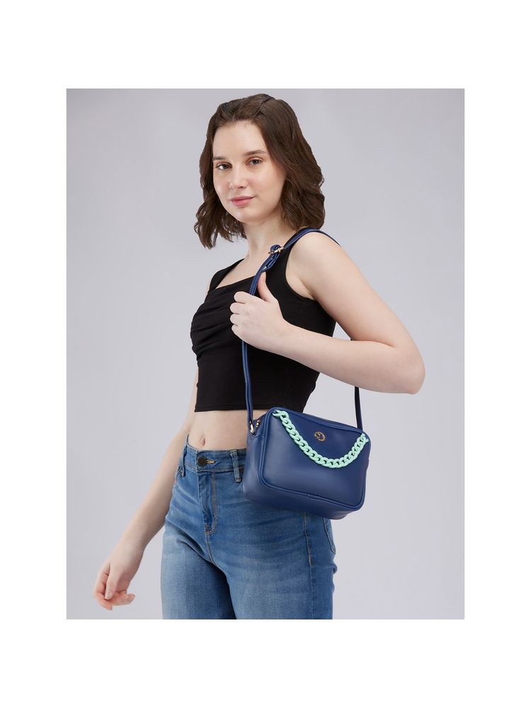 Caprese Women Blue Perline Sling Bag (M)-image-22