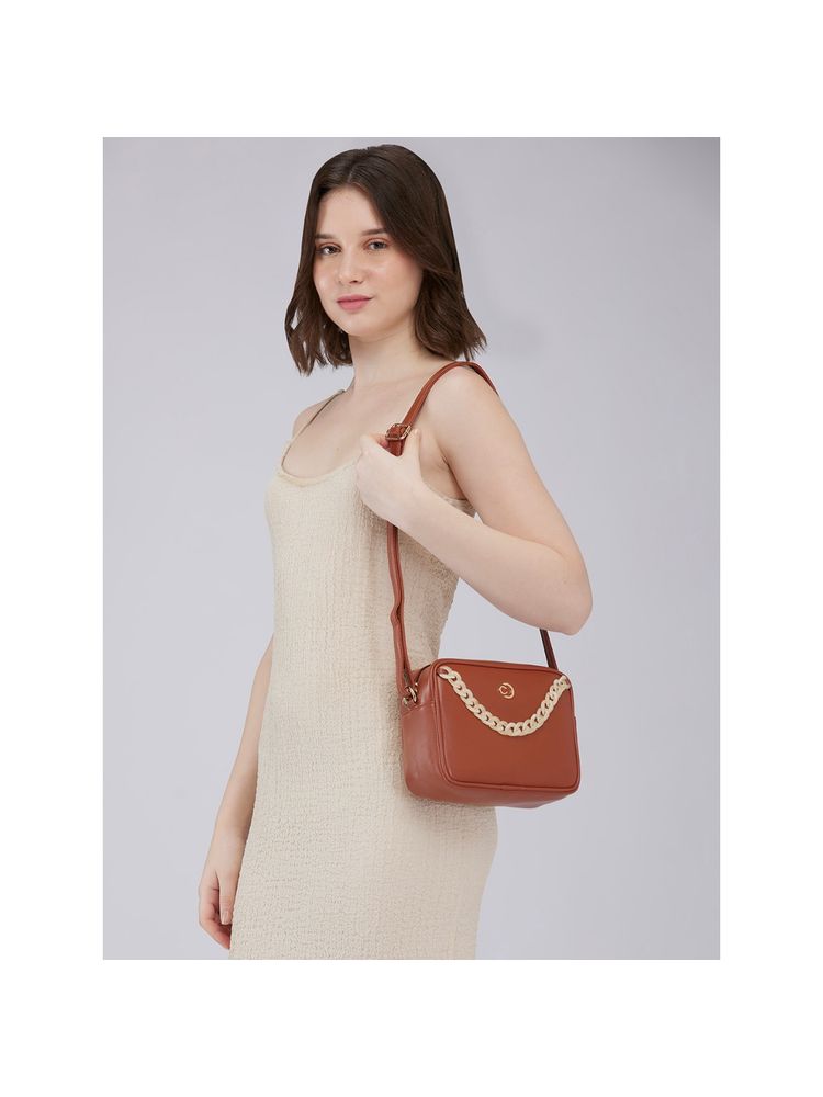 Caprese Women Tan Perline Sling Bag (M)-picture-28