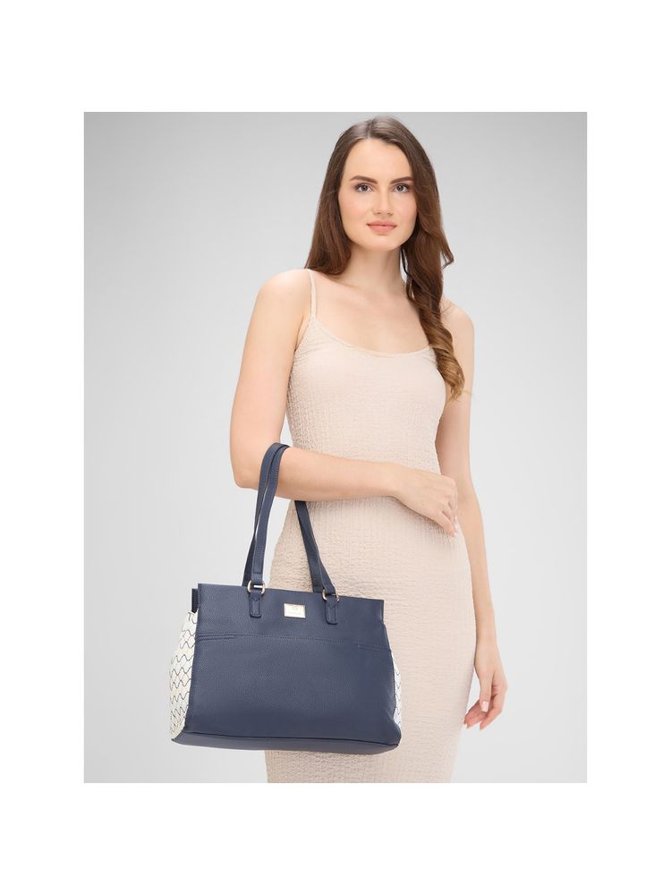 Caprese Women Navy Blue Shane Handbag with Detachable Strap (L)-picture-10