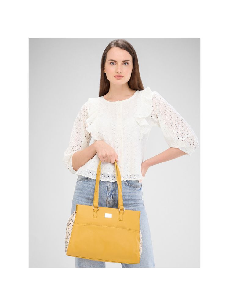 Caprese Women Yellow Shane Handbag with Detachable Strap (L)-picture-22