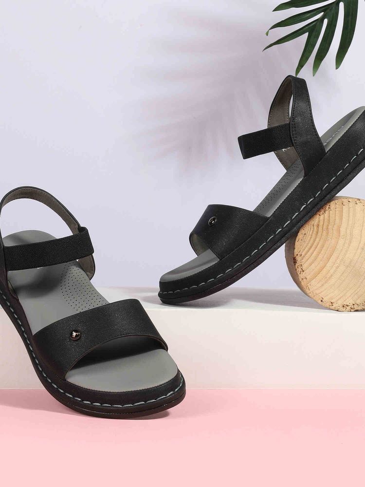 Mochi Women Black Casual sandals-image-24