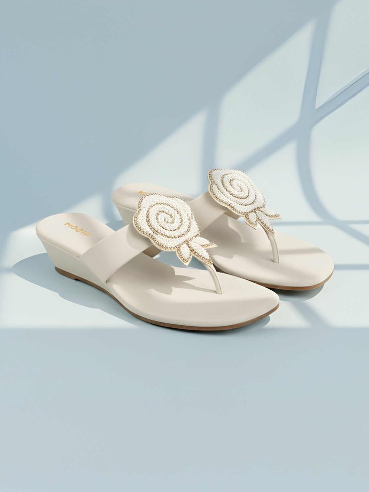 Mochi Women White Wedges Heels-picture-21