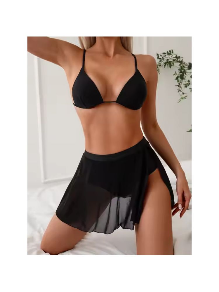 Addery Black Bikini with Sheer Cover-Up Skirt (Set of 3)-image-41