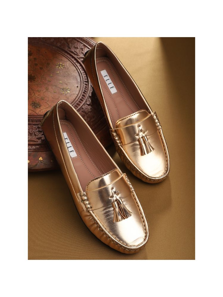 ELLE Gold Women Slip On Loafers-picture-23