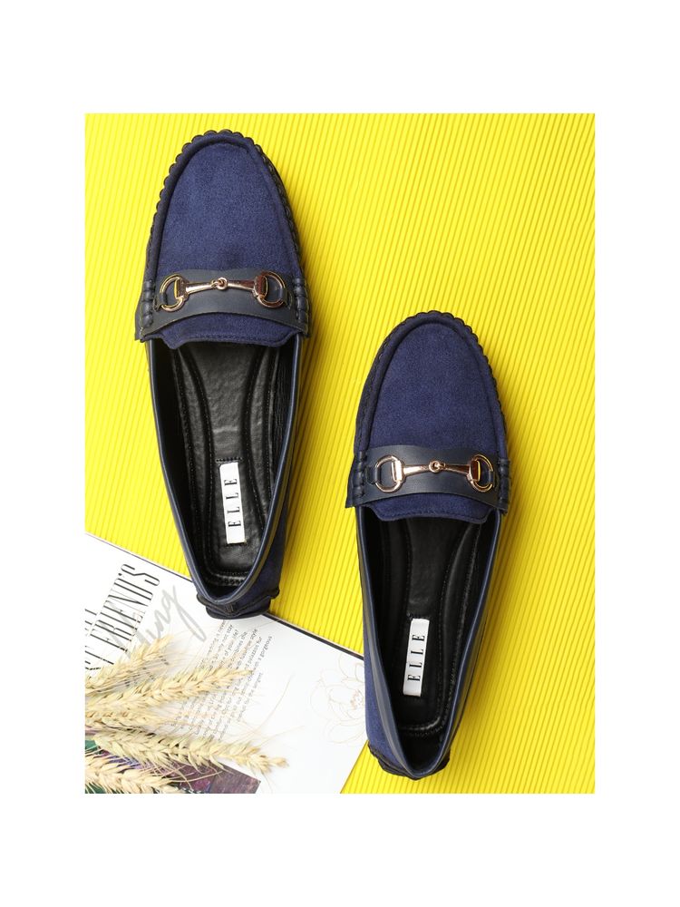 ELLE Navy Blue Women Slip On Loafers-picture-21