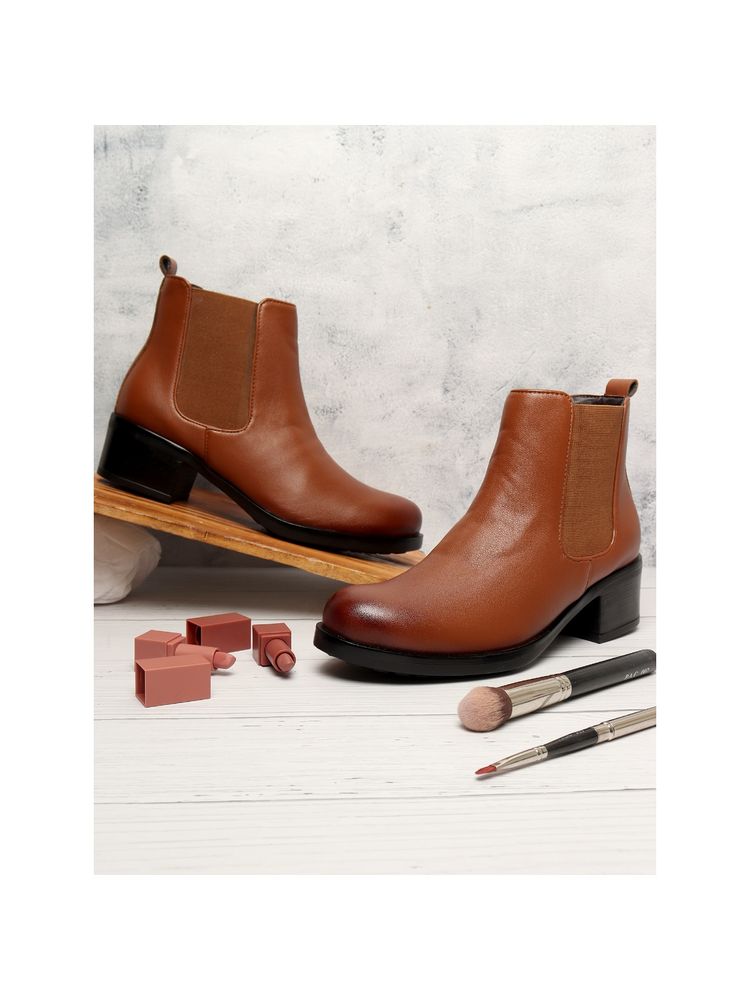 ELLE Tan Women Slip On Chelsea Boots-image-43