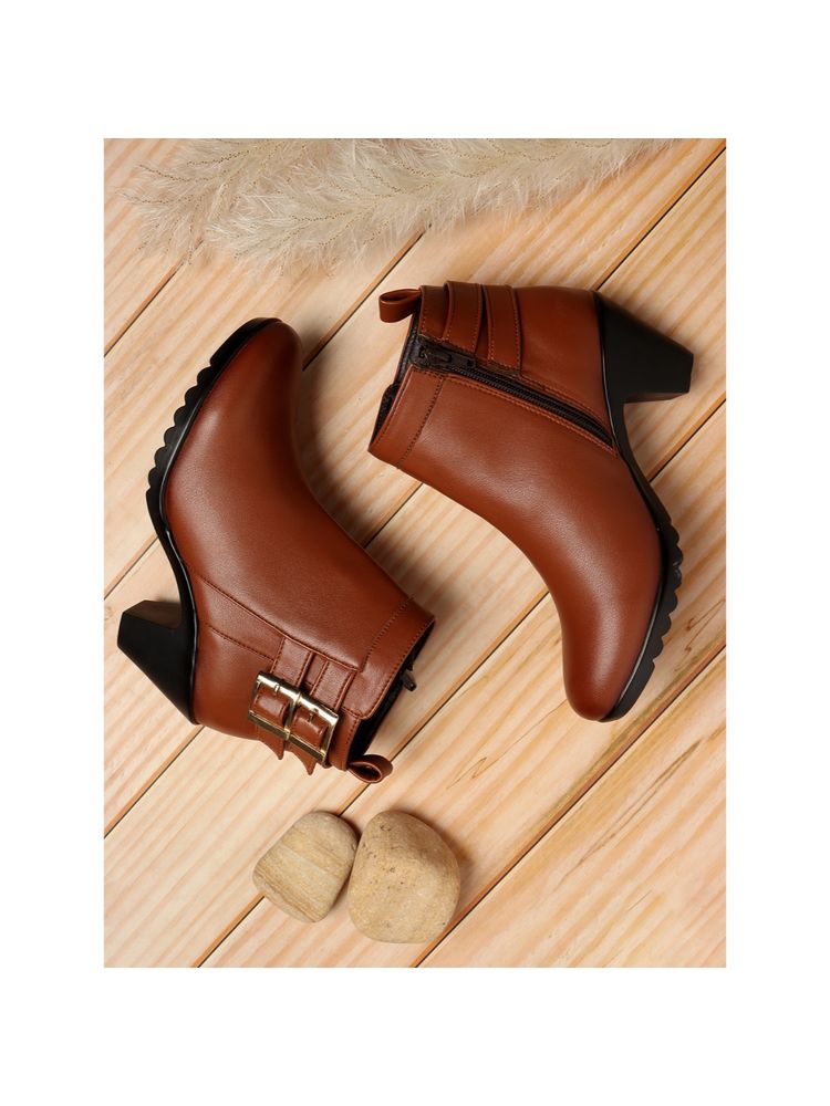 ELLE Tan Women Zip Casual Boots-picture-11
