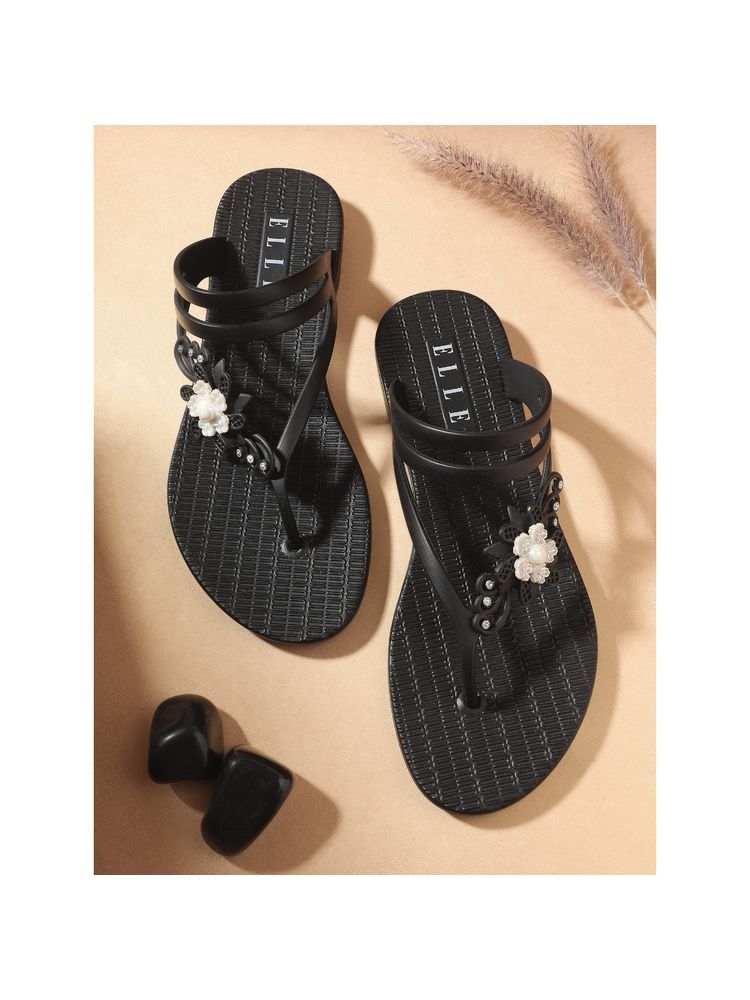 ELLE Black Women Slip On Flipflops-picture-37
