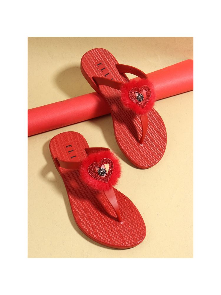 ELLE Red Women Slip On Flipflops-picture-17