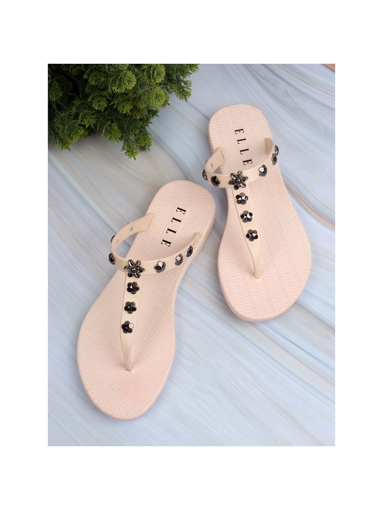 ELLE Beige Women Slip On Flipflops-image-40
