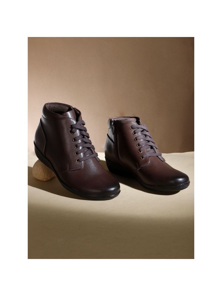 ELLE Brown Women Lace Up Boots-image-4