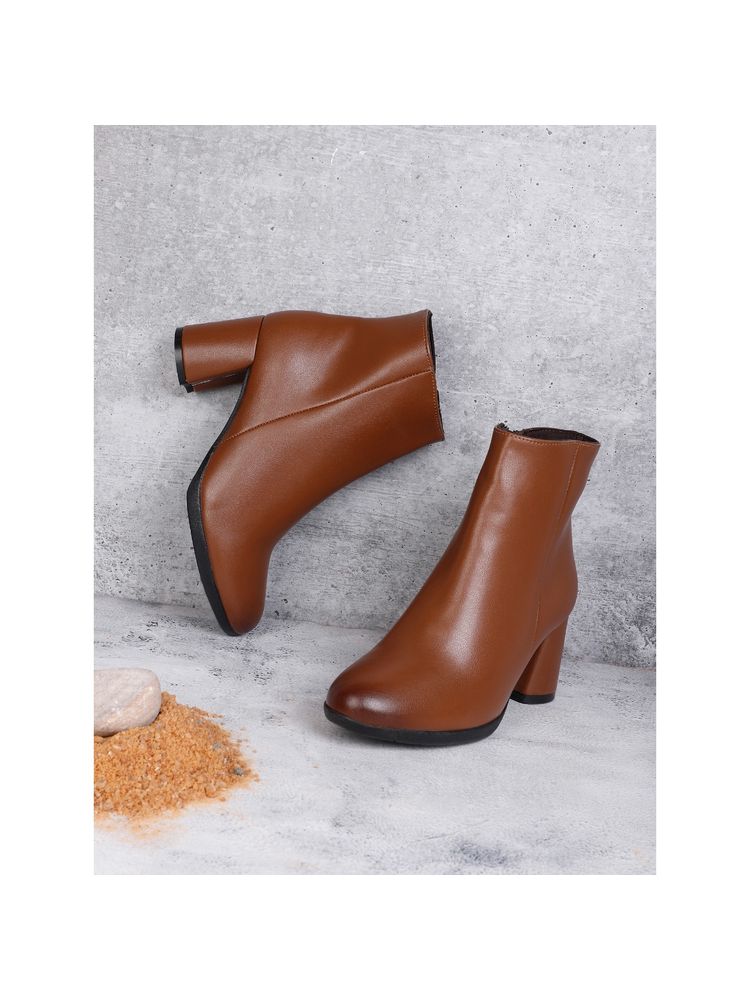 ELLE Tan Women Slip On Casual Boots-image-46