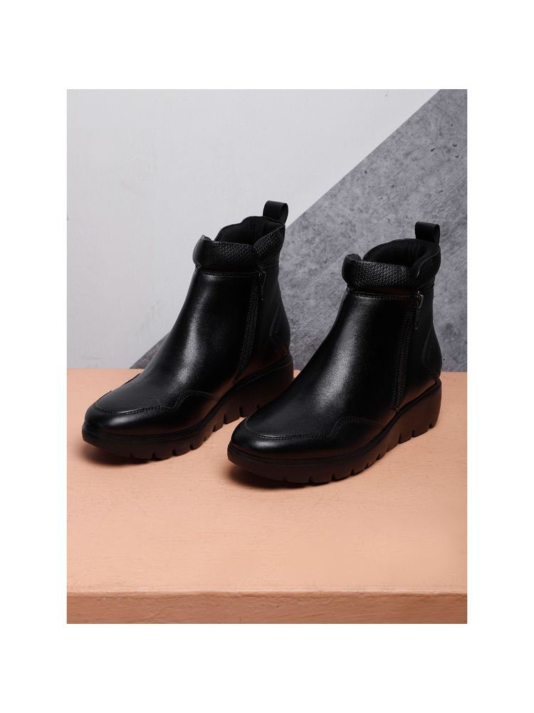 ELLE Black Women Zip Casual Boots