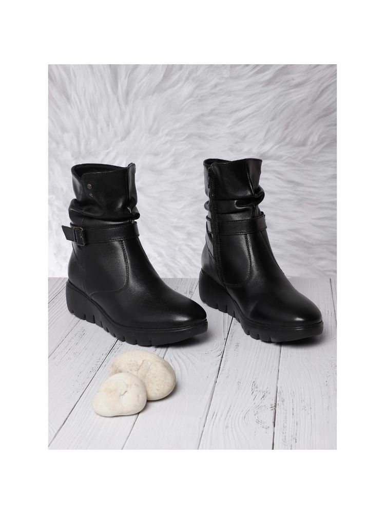 ELLE Black Women Zip Casual Boots