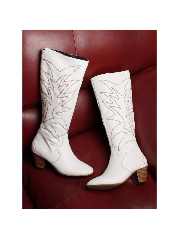 ELLE White Women Zip Casual Boots-image-38