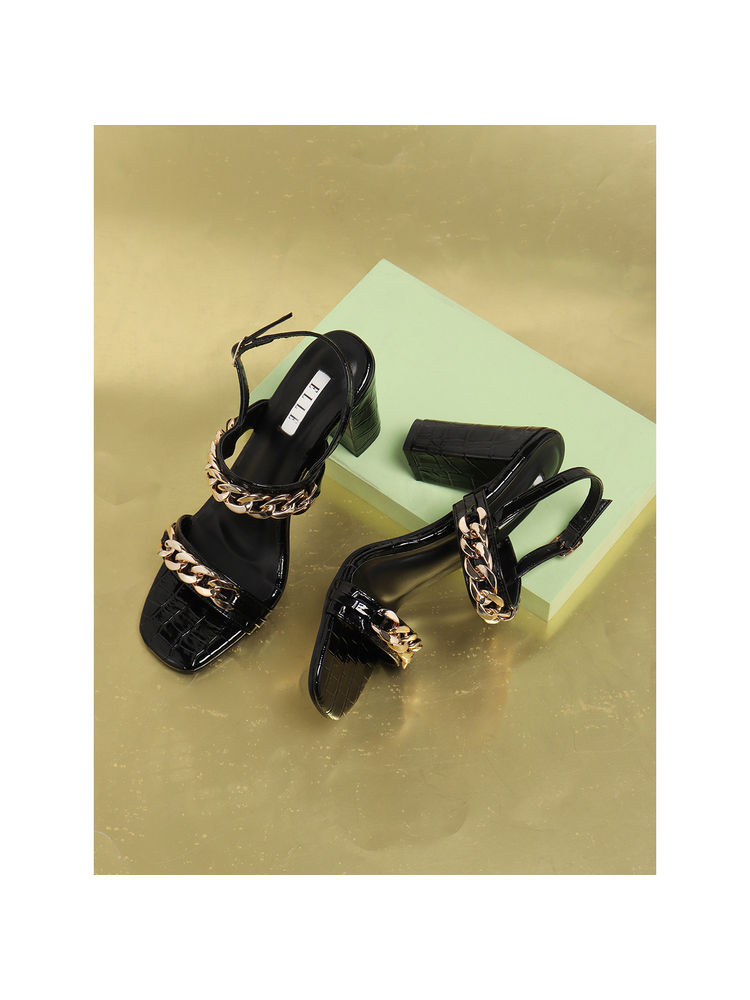 ELLE Black Women Buckle Sandals-picture-14