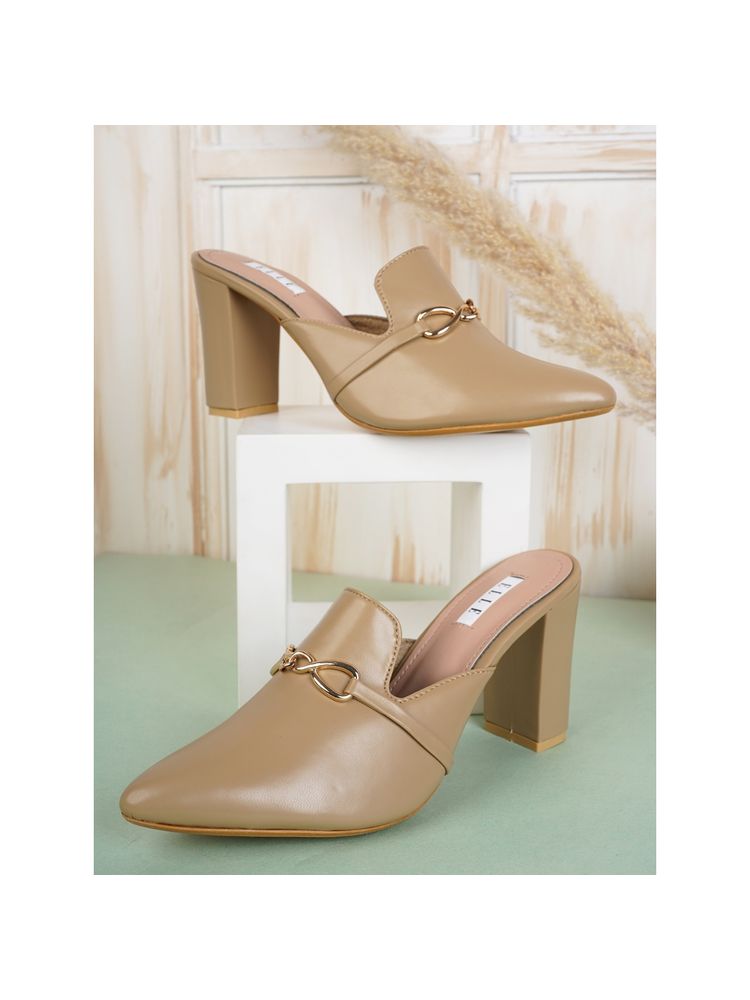 ELLE Beige Women Slip On Mules-image-48