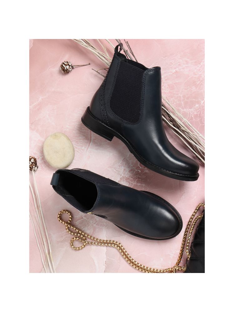ELLE Navy Blue Women Slip On Chelsea Boots-image-7