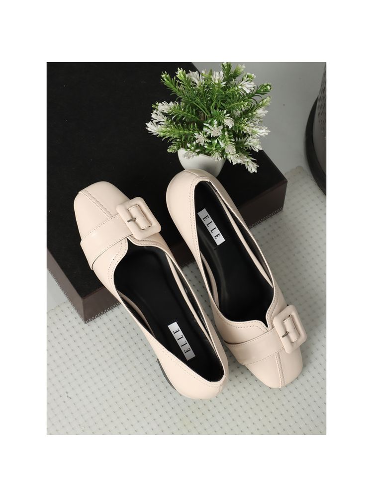 ELLE Cream Women Buckle Pumps