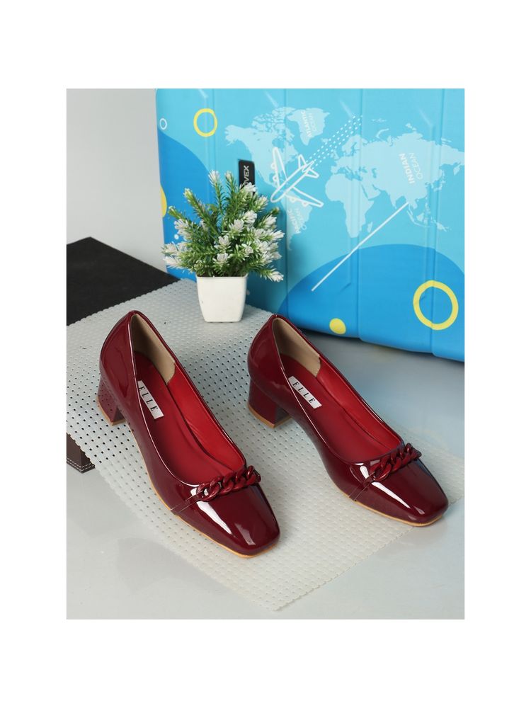 ELLE Maroon Women Slip On Pumps