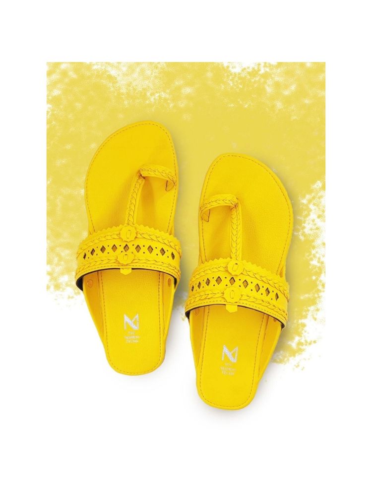 The Madras Trunk Yellow Haiku Slip On Flat Kolhapuri-picture-27