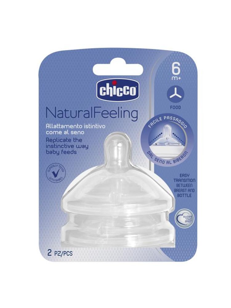 Chicco Natural Feeling Food Flow Teat (6M+) - 2 Pieces