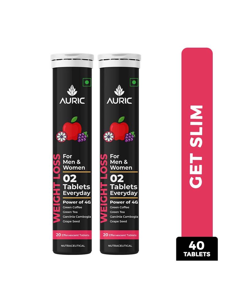 Auric Get Slim Effervescent- Power of Green Coffee, Green Tea, Grape Seed & Garcinia Cambogia, 2 Tubes-image-30