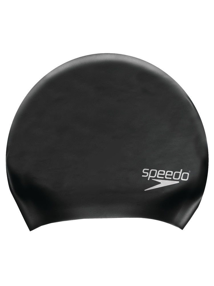 Speedo Women's Long Hair Silicone Swim Caps -Black (Free Size)