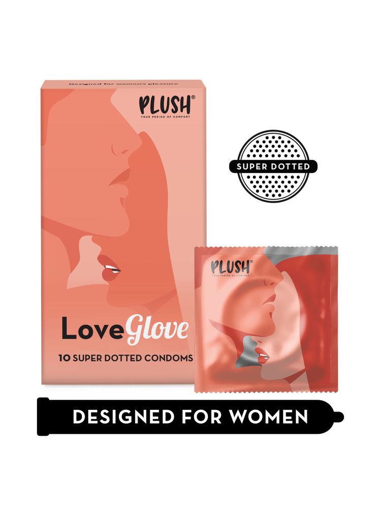 Plush Love Glove Super Dotted Condoms for Her Extra Pleasure - 10 Pcs