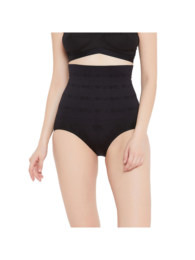 Secrets By ZeroKaata Women Solid High-waist Seamless Tummy Tucker Shapewear - Black-image-6