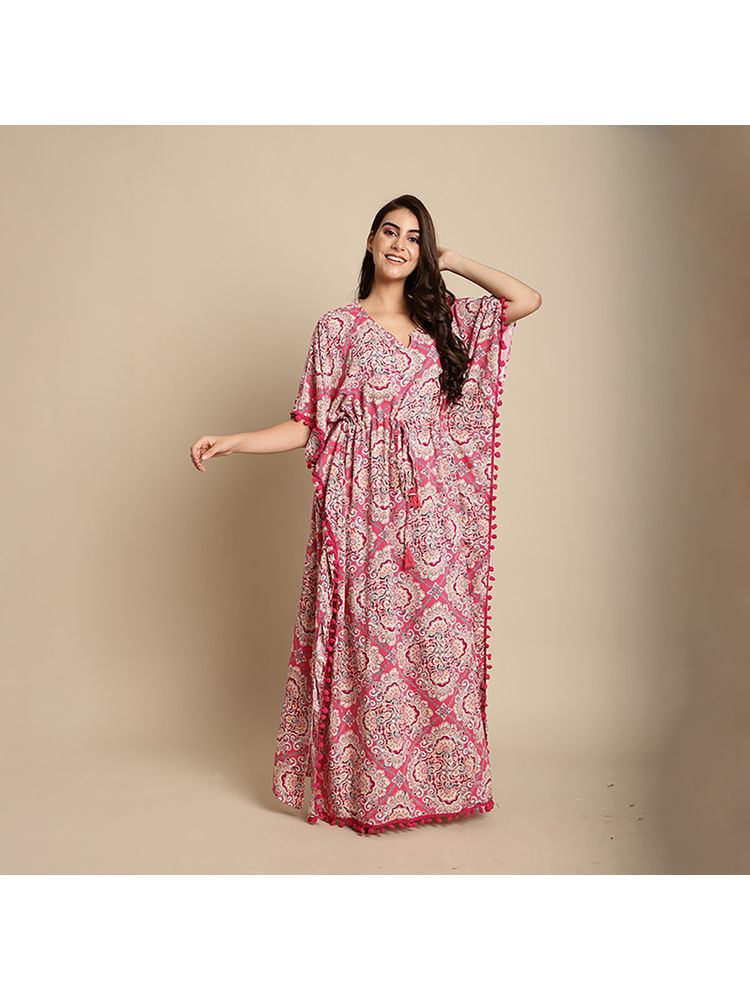Secret Wish Pink Printed Rayon Kaftan-picture-14