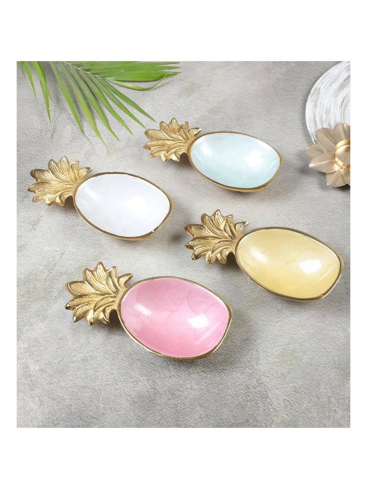 Amaya Decors Multicolor Aluminum Pineapple Platter (Pack of 4)-picture-26