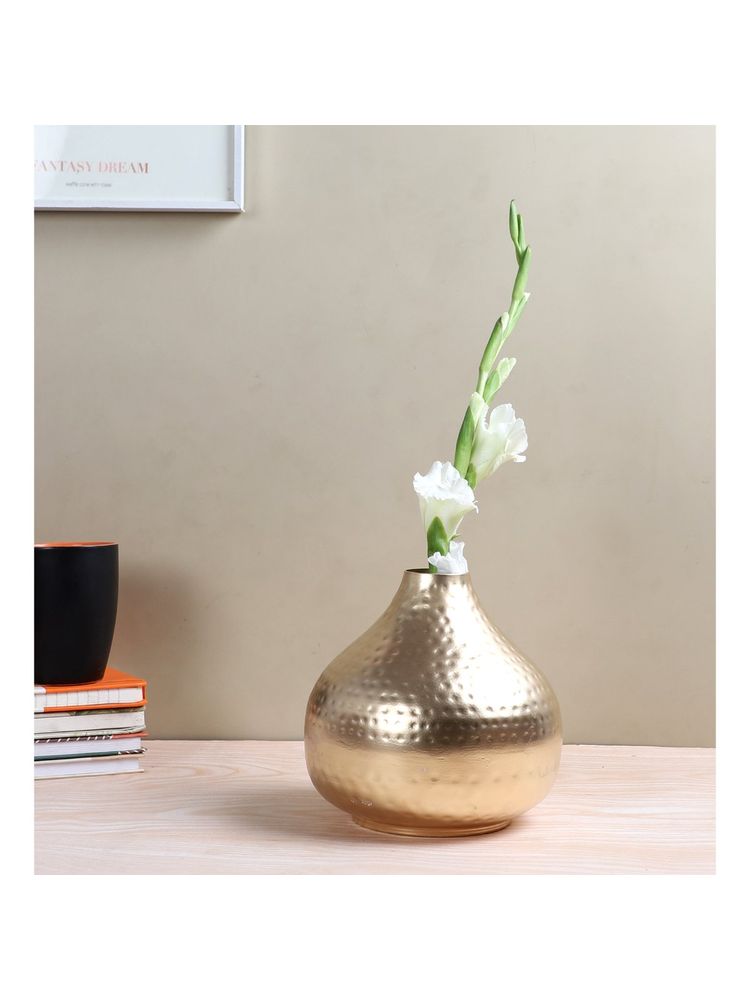 Amaya Decors Gold Hammered Flower Pot-image-4