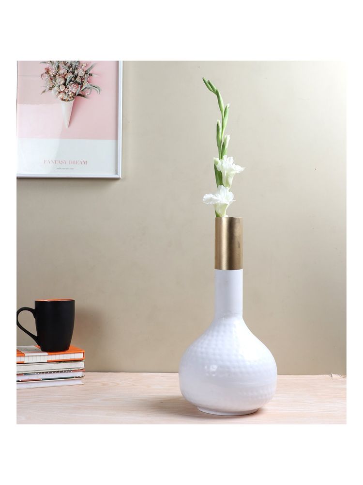 Amaya Decors White & Gold Long Pipe Flower Pot (Pack of 2)-image-3