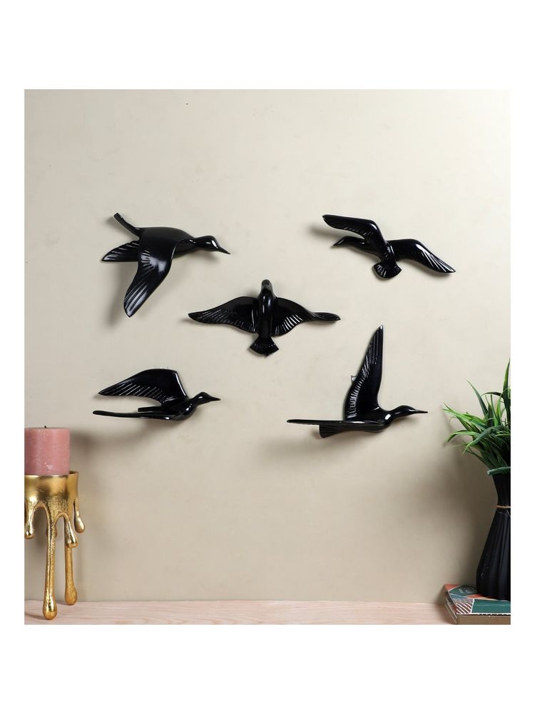 Amaya Decors Black Aluminium Bird (Pack of 5)-picture-18