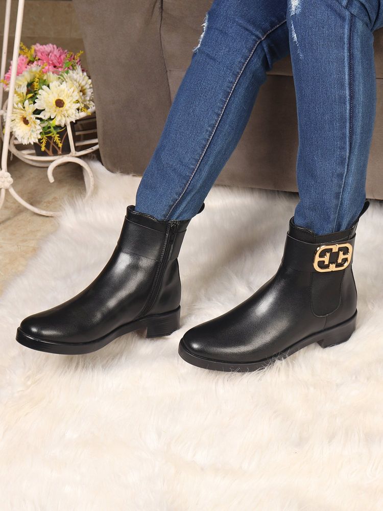 ELLE Women Black Chelsea Boots-picture-19