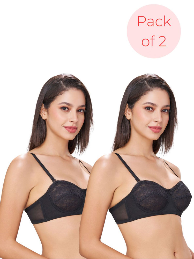bodyline Citra Black Strapless Wired Lace Bra with Detachable Straps-picture-10