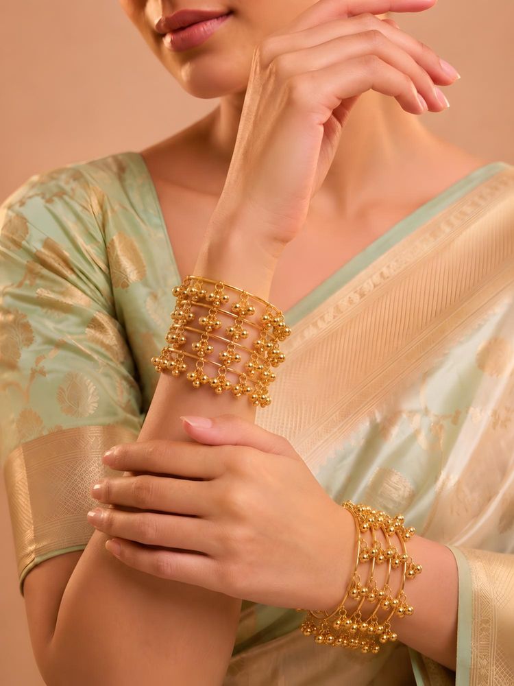 ADIVA Gold-Plated Ghungroo Charm Kashmiri Bangles (Pack of 2)-picture-25