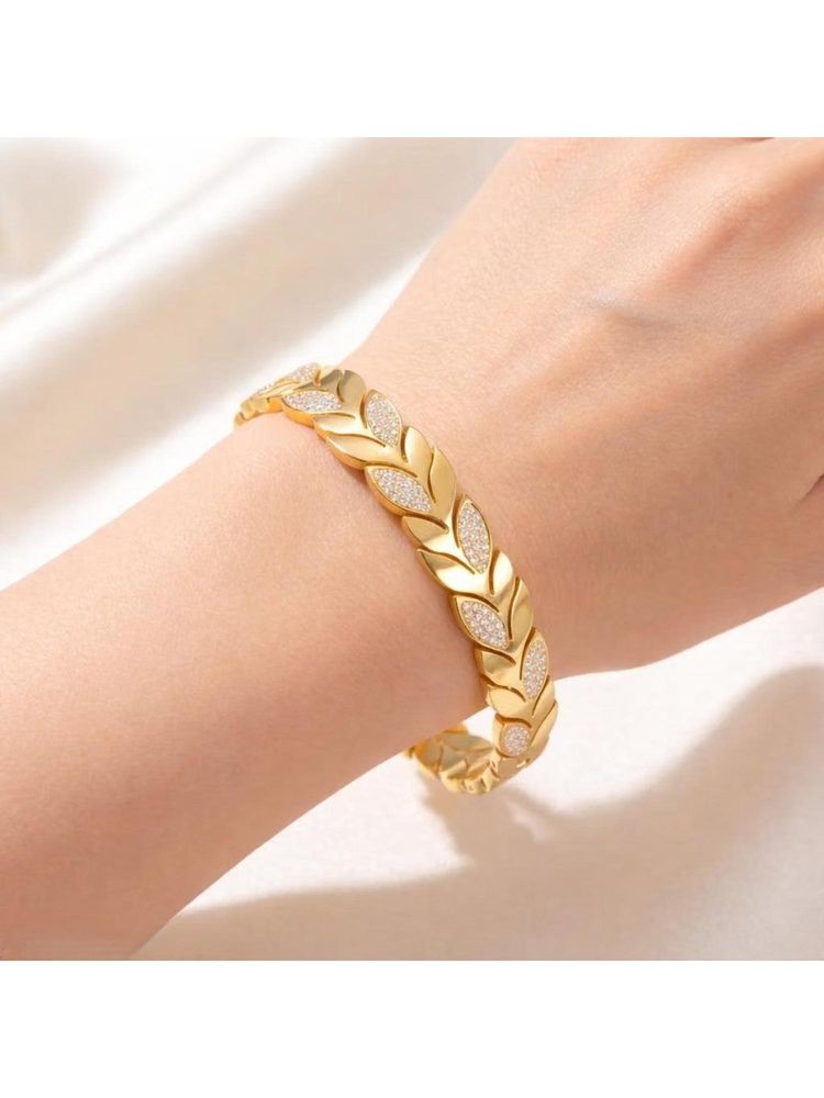 Salty Women Stainless Steel White Stones Bangle-image-29
