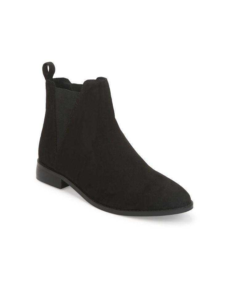 Truffle Collection Black Suede Slip On Low Ankle Boots