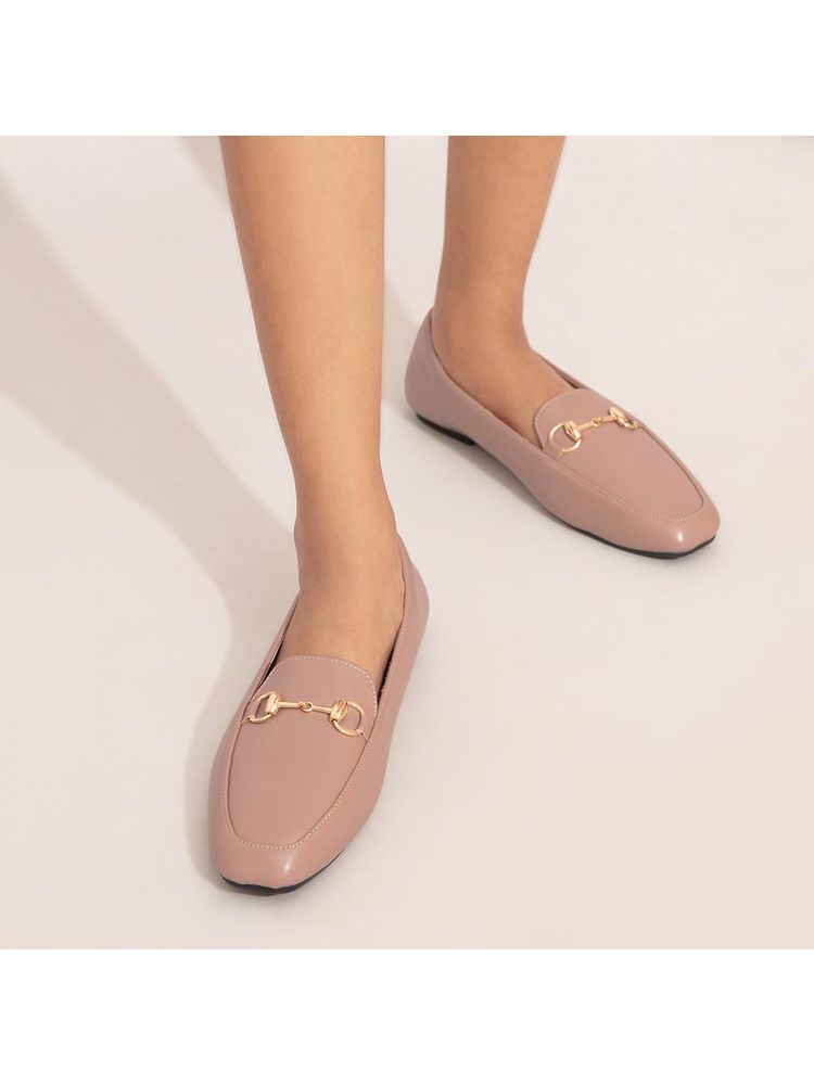 Twenty Dresses by Nykaa Fashion Nude Pink Square Toe Loafers-picture-11