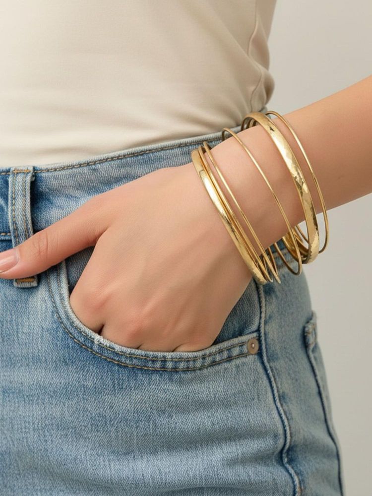 Niska Women Gold Style Rhombus Twist Anti Tarnish Bangles (Pack of 6)-image-34