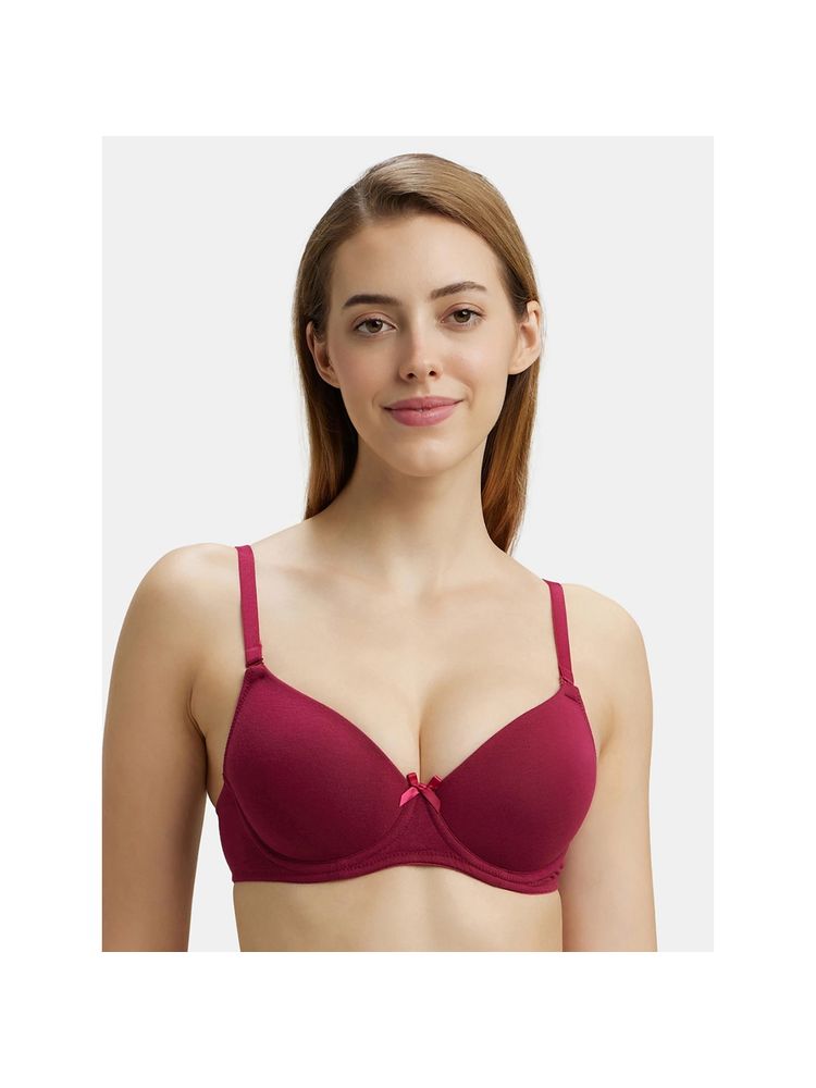 Jockey 1245 Wired Padded Cotton Elastane Medium Coverage T-Shirt Bra - Beet Red-picture-10