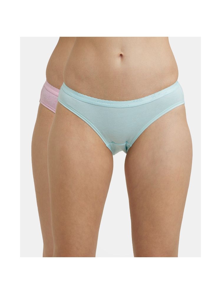 Jockey 1525 Women Medium Coverage Super Combed Cotton Bikini-Light Assorted (Pack of 2)