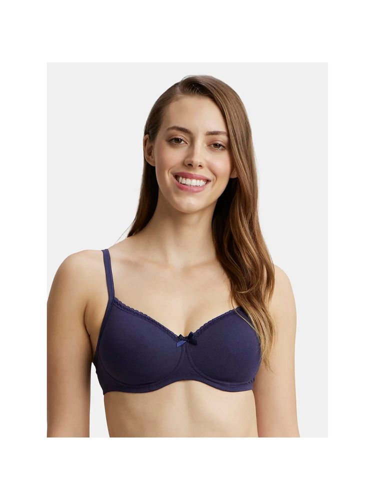 Jockey 1723 Wirefree Padded Cotton Elastane Medium Coverage T-shirt Bra-Classic Navy-picture-13