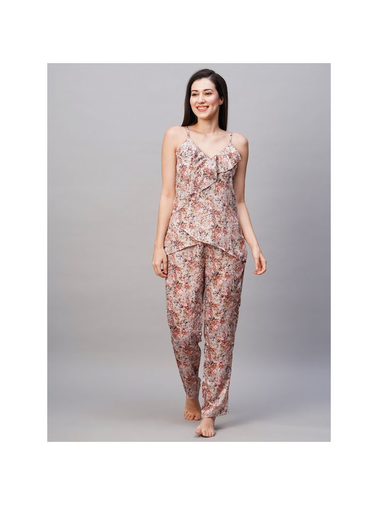 Drape In Vogue Women Floral Print Satin Night Suit (Set of 2)-image-30