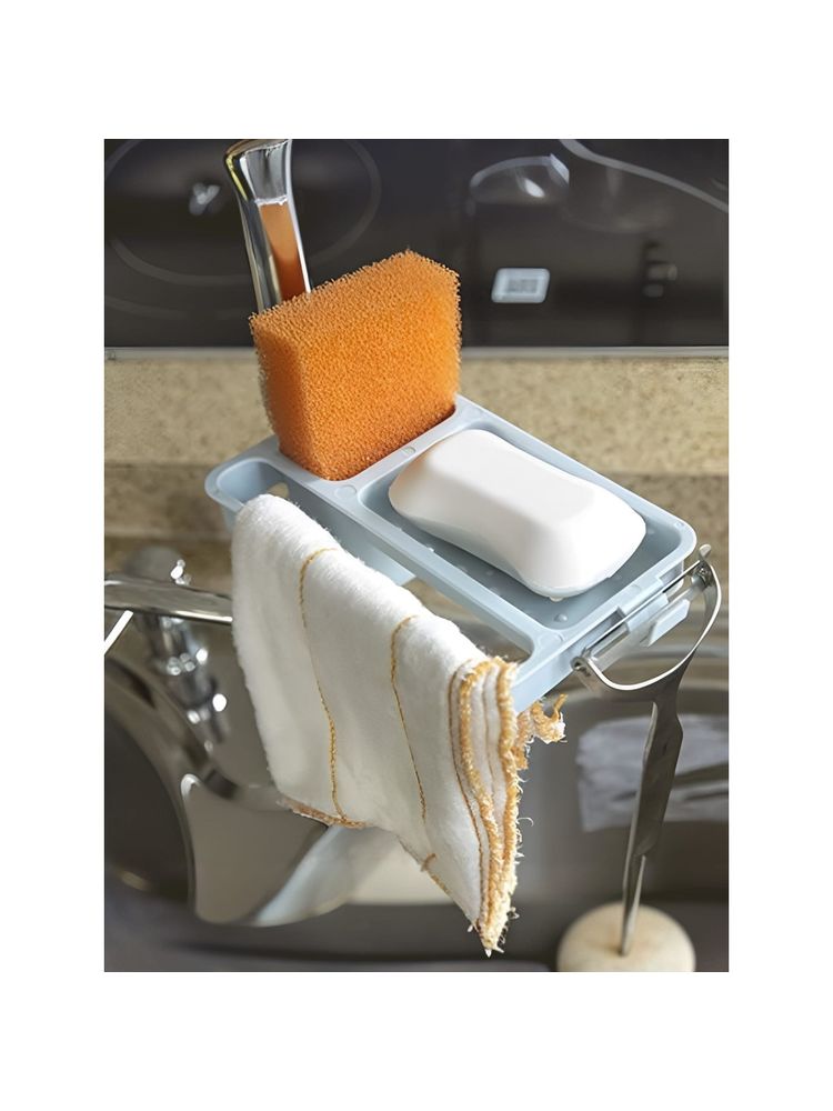 Kuber Industries Organizer With Soap Holder Premium Pp Blue-picture-27